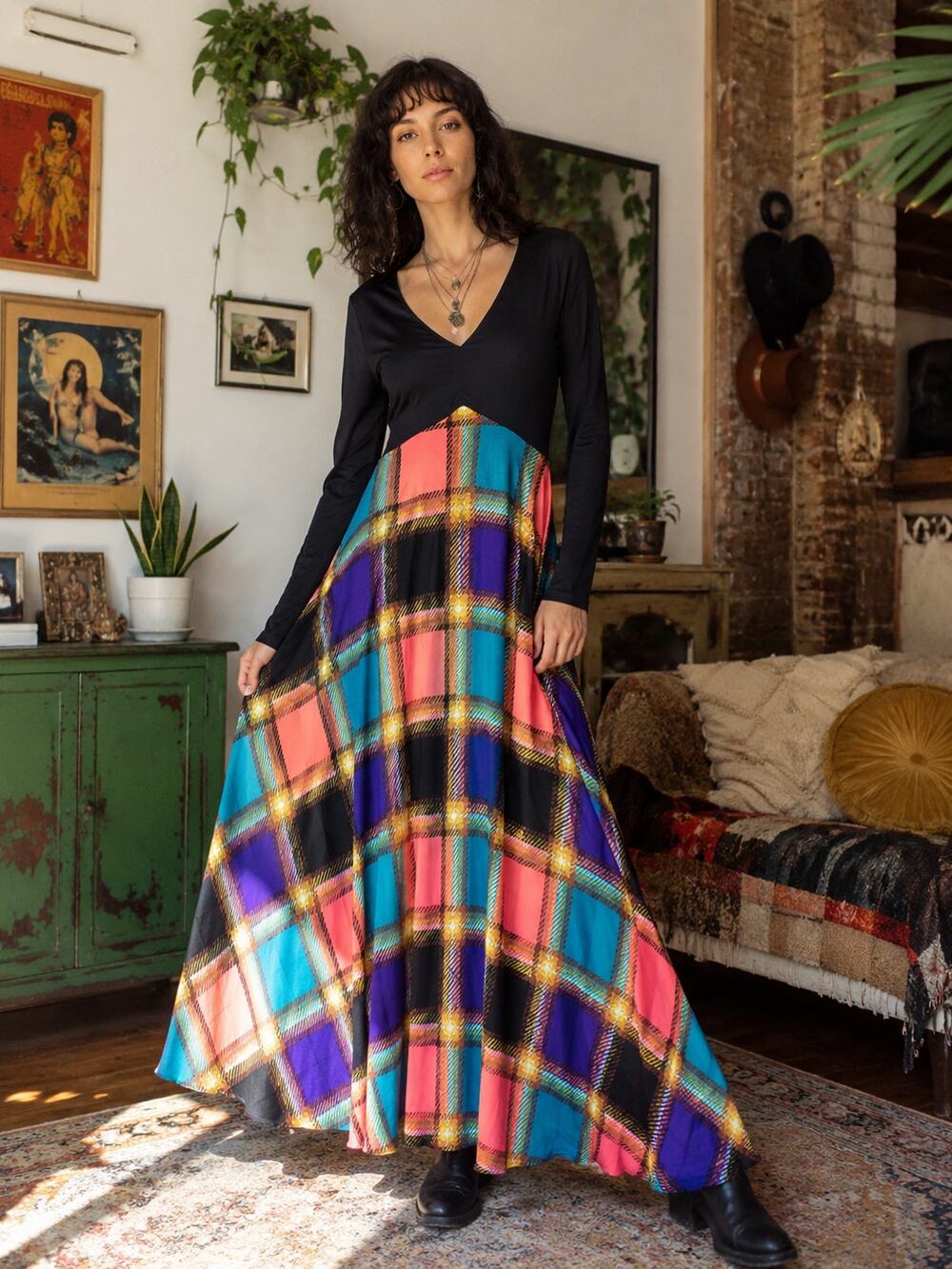 Vintage Julie Miller California Maxi Dress Long Sleeve Retro Read Description